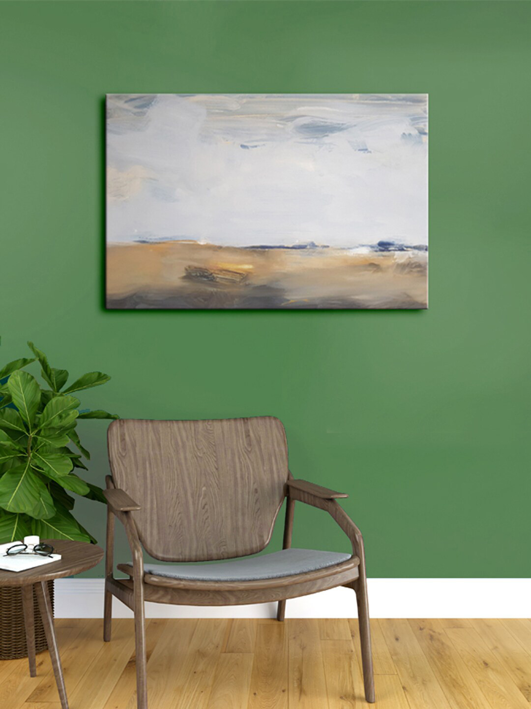 

999Store Grey & Beige Abstract Painting Framed Canvas Wall Art