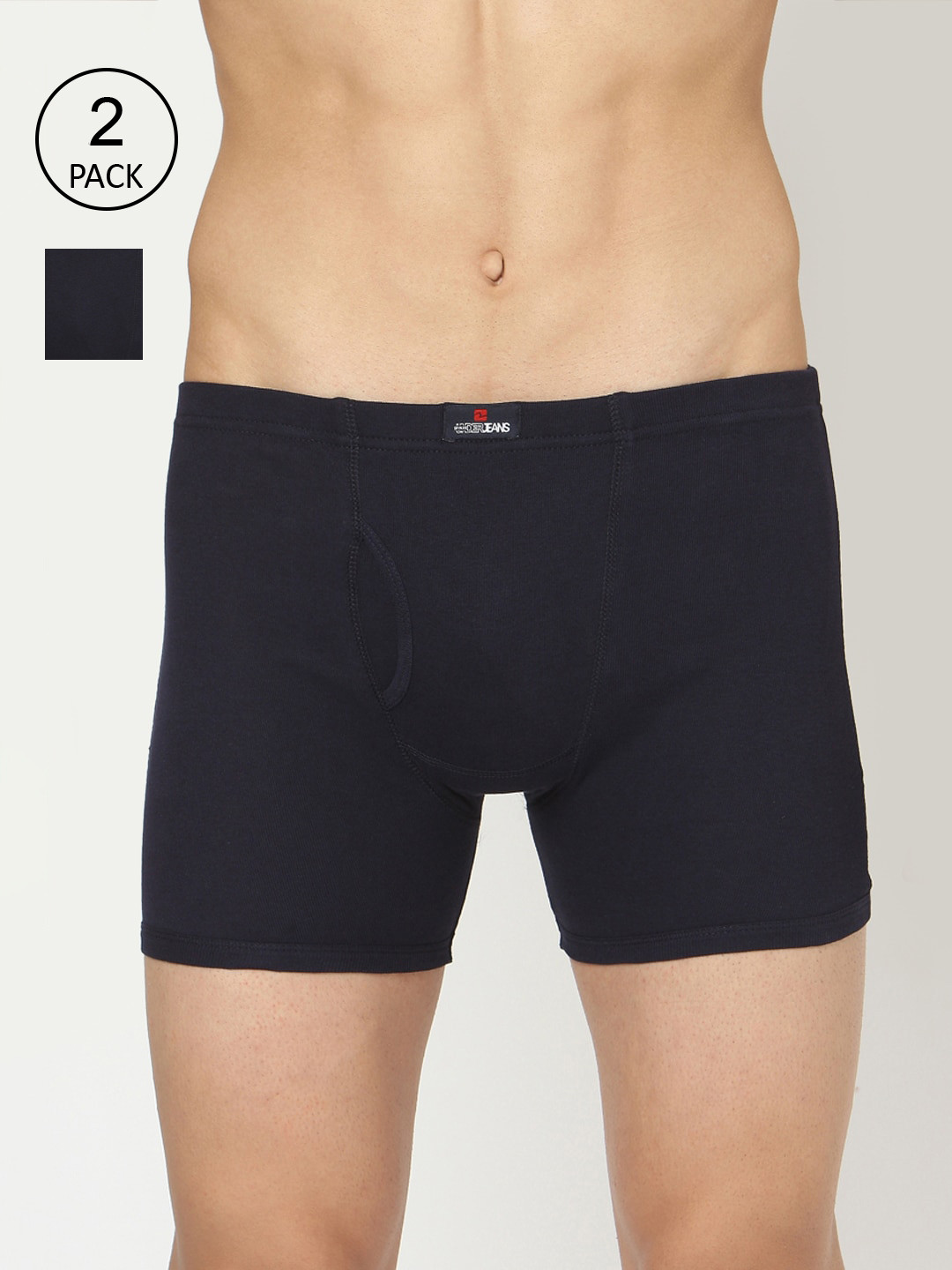 

UnderJeans by Spykar Men Pack Of 2 Navy Blue Solid Cotton Trunks UJMTRPTC022
