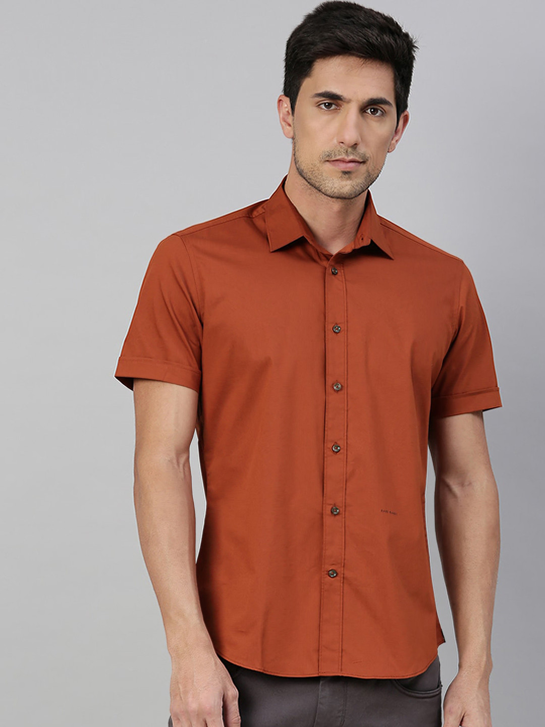 

RARE RABBIT Men Rust Casual Shirt