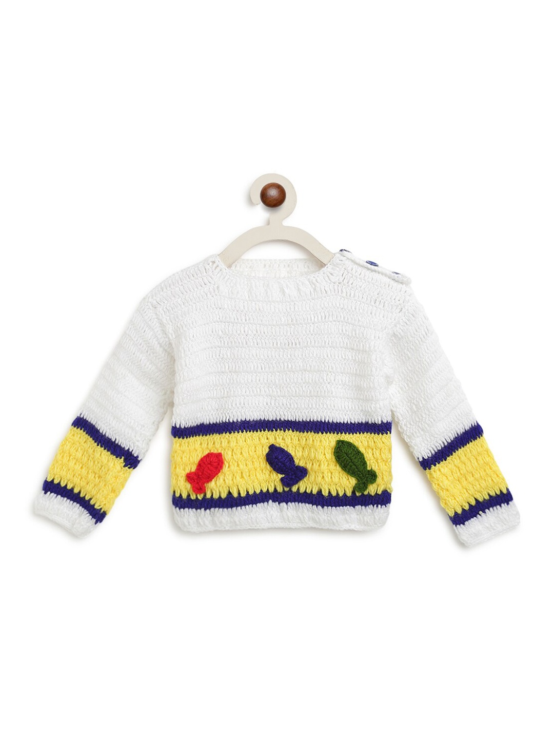 

CHUTPUT Unisex Kids Cream & Yellow Embroidered Pullover