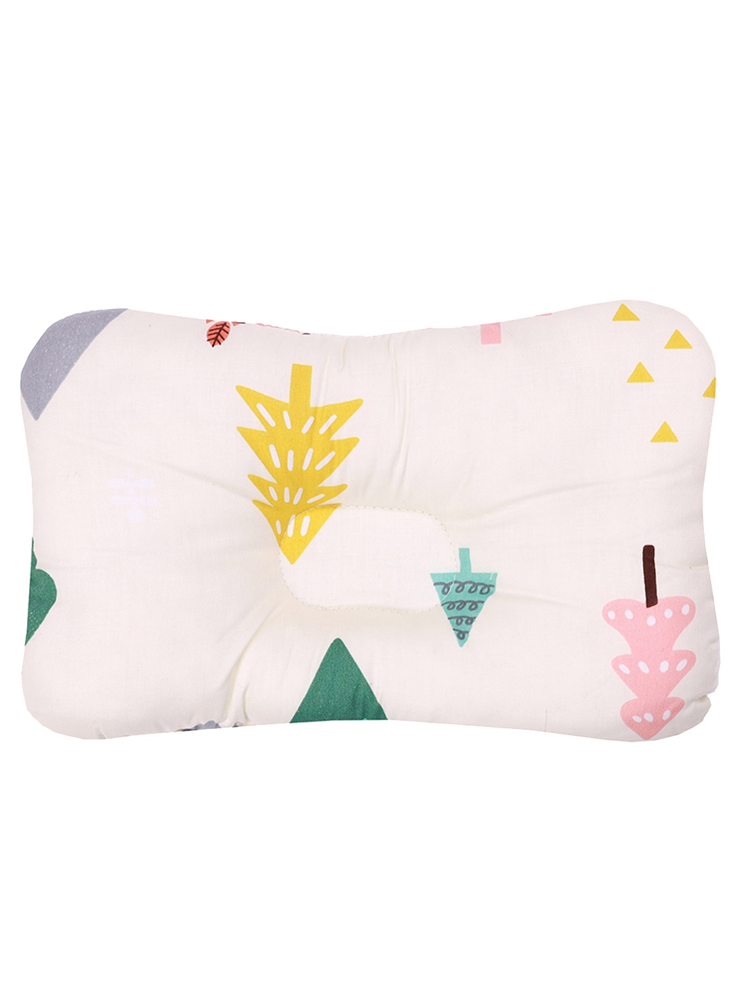 

KICKS & CRAWL Kids White & Yellow Printed Cotton Baby Pillow