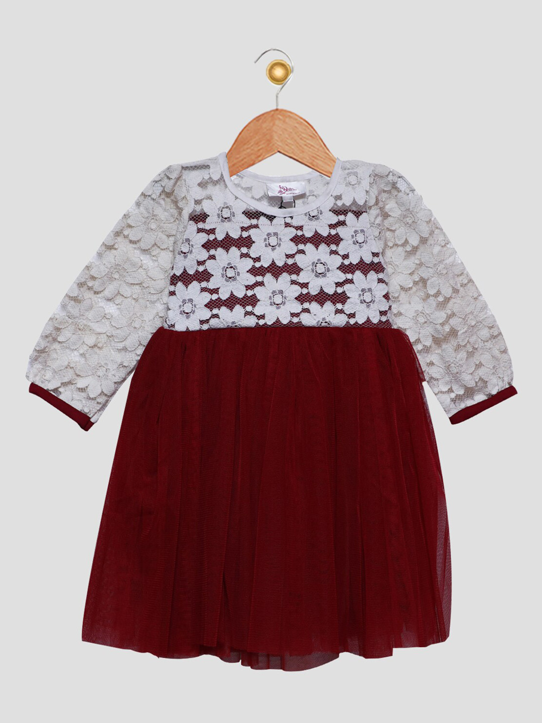

Bella Moda Maroon & White Midi Dress