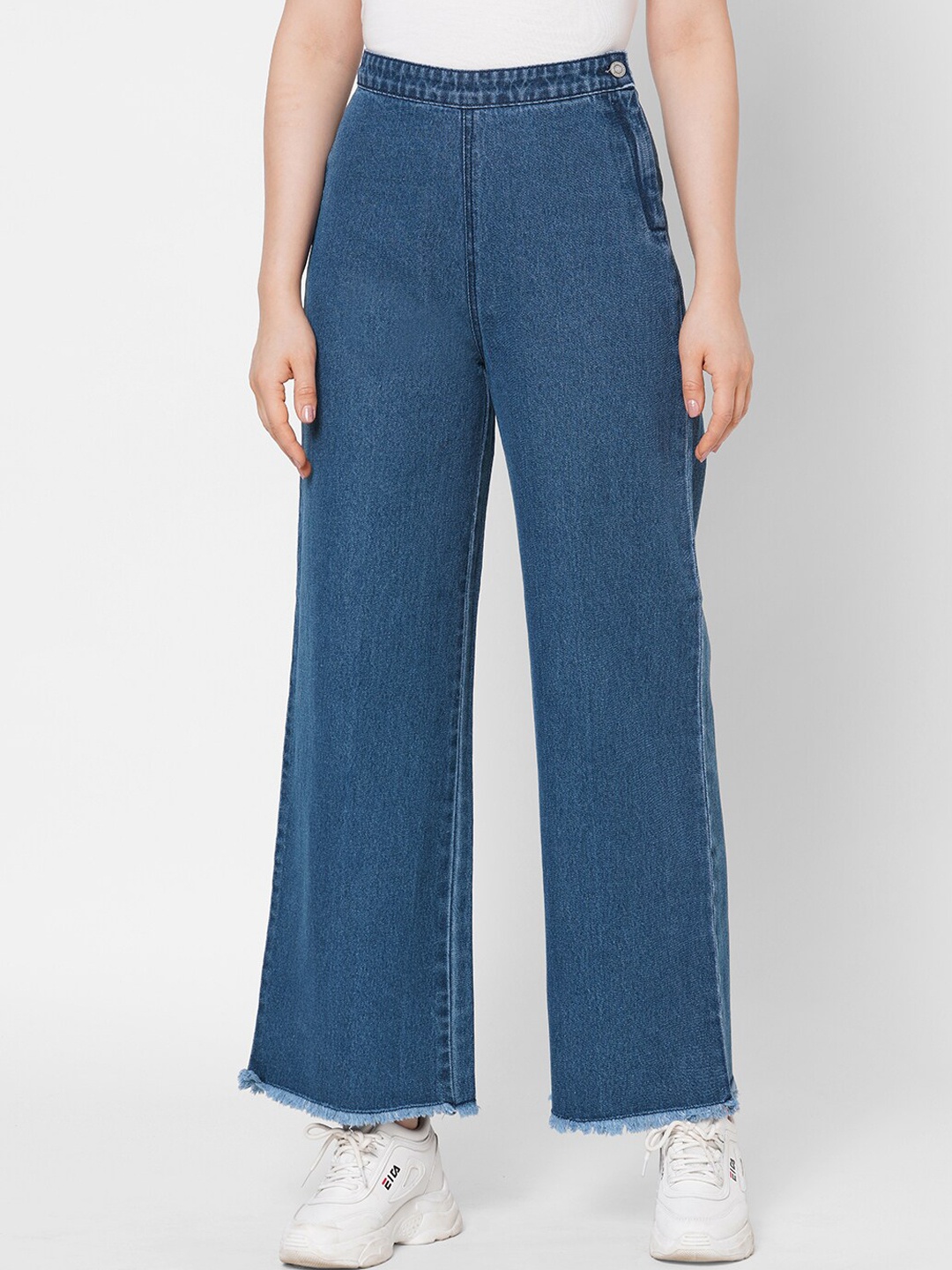 

TARAMA Women Blue Wide Leg High-Rise Jeans