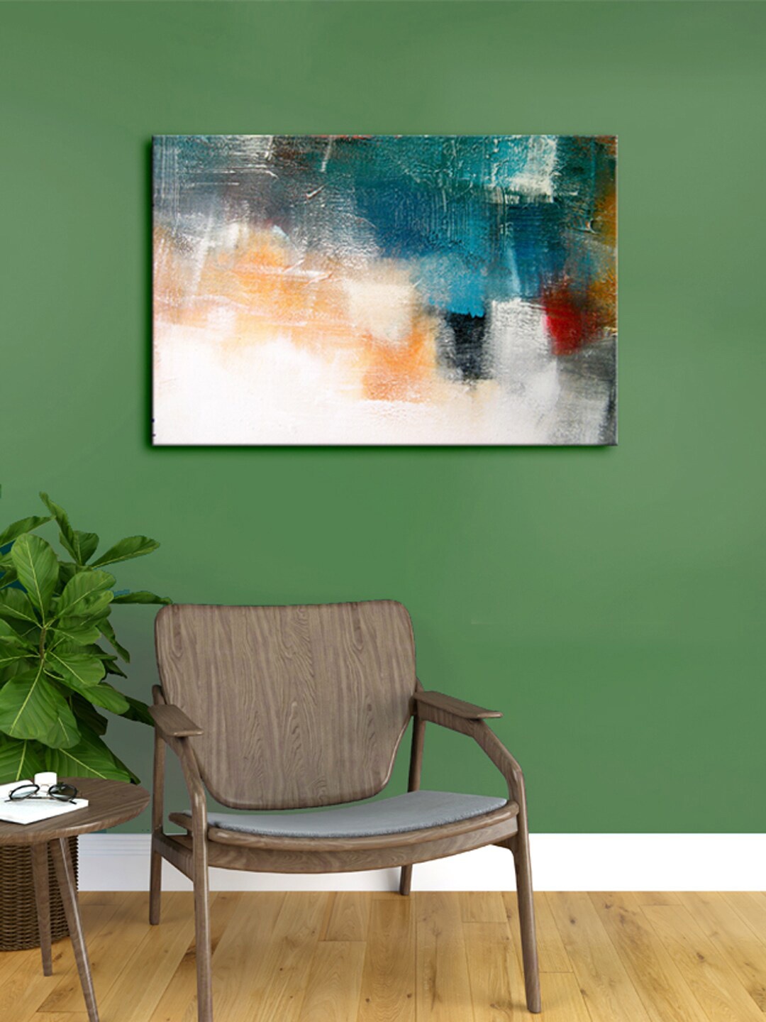 

999Store Blue & White Abstract Framed Canvas Painting Wall Art