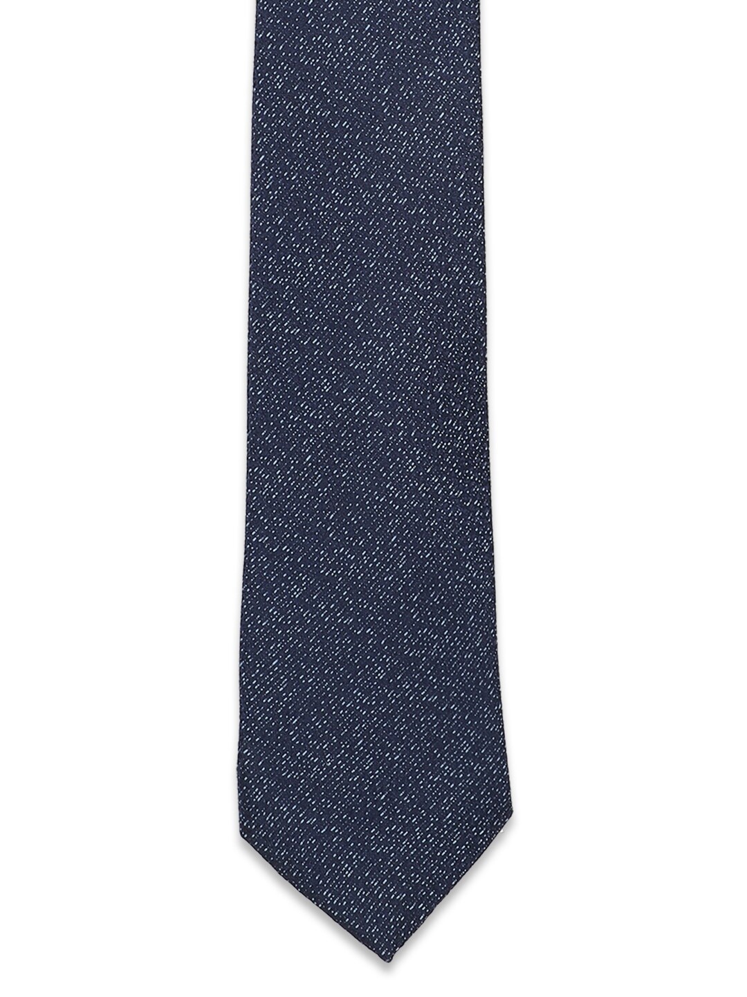 

Peter England Men Navy Blue Woven Design Skinny Tie