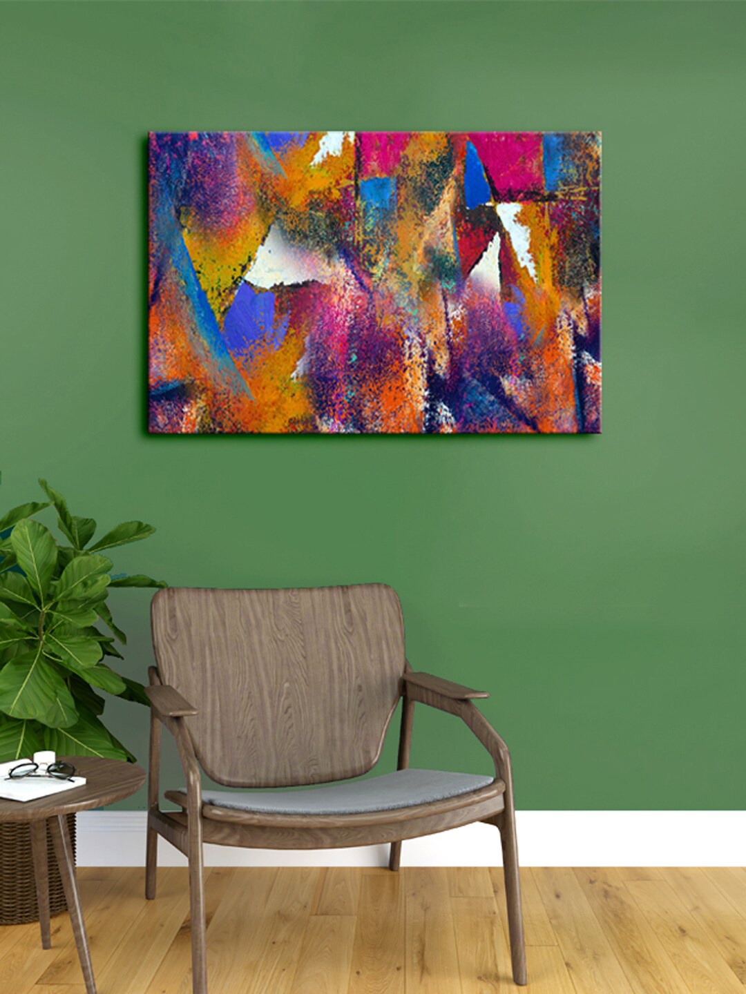 999Store Blue & Magenta Pink Abstract Framed Canvas Painting Wall Art