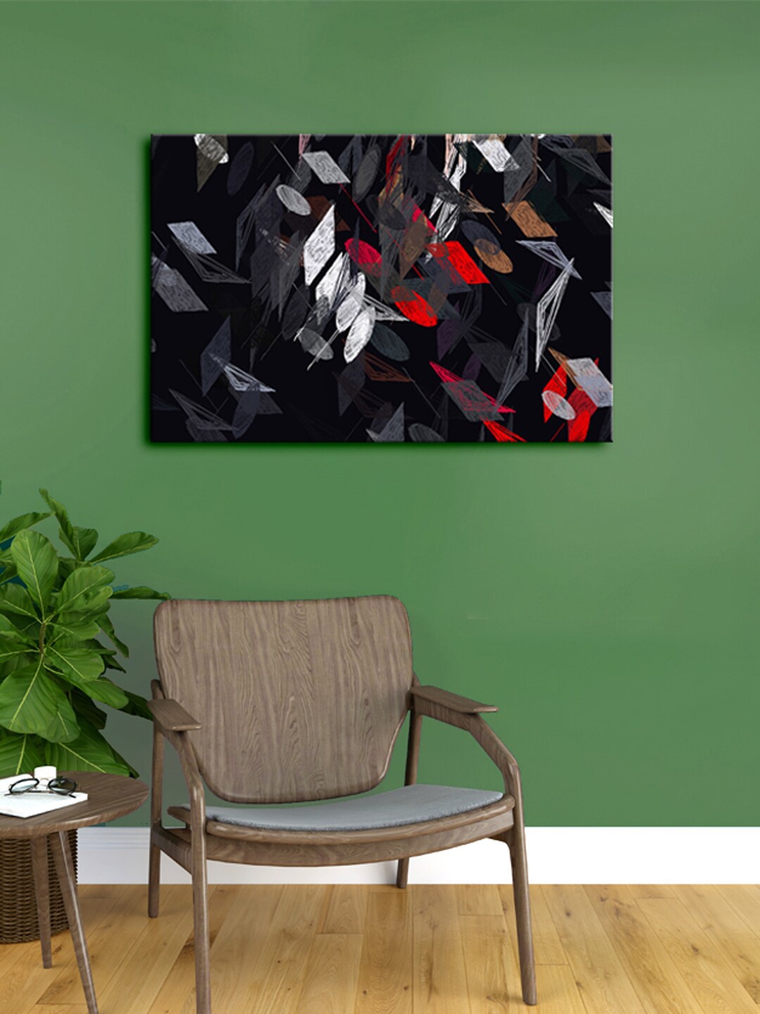 

999Store Black & Red Abstract Morden Art Canvas Painting Framed Wall Art