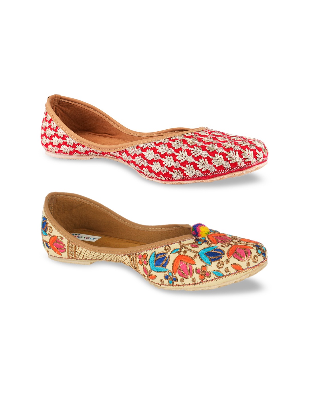 

DESI COLOUR Women Set Of 2 Mojaris, Multi