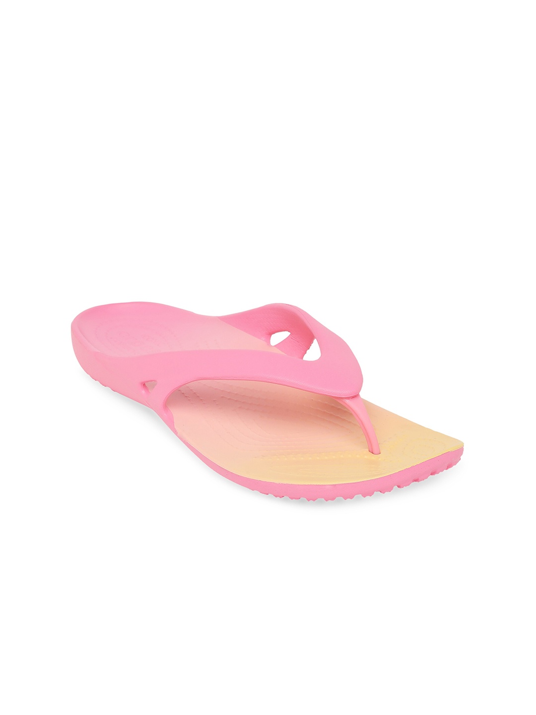 

Crocs Kadee Women Pink Yellow Croslite Thong Flip-Flops