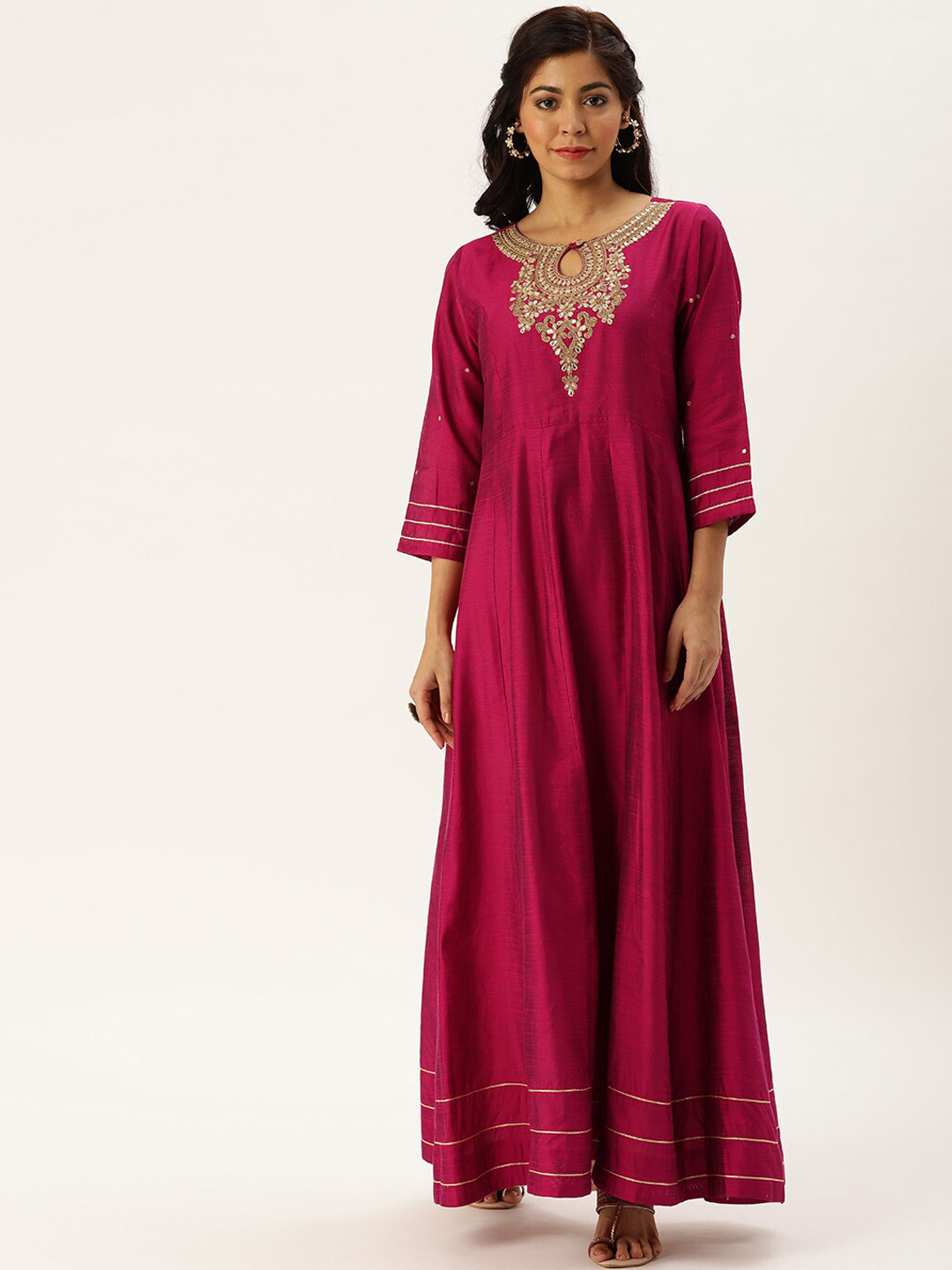 

Varanga Women Magenta Yoke Design Anarkali Kurta