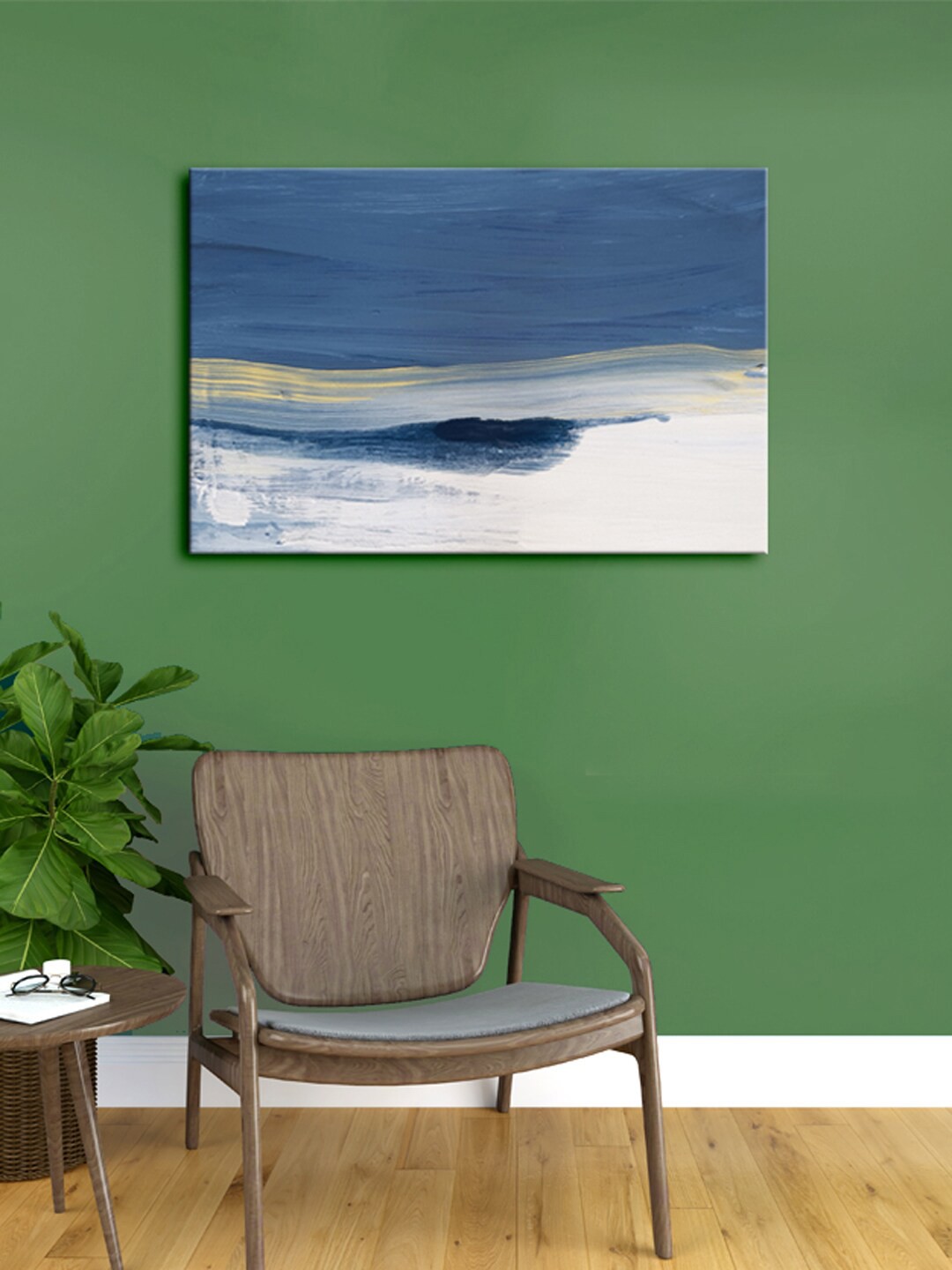 

999Store Blue & White Abstract Canvas Framed Wall Art
