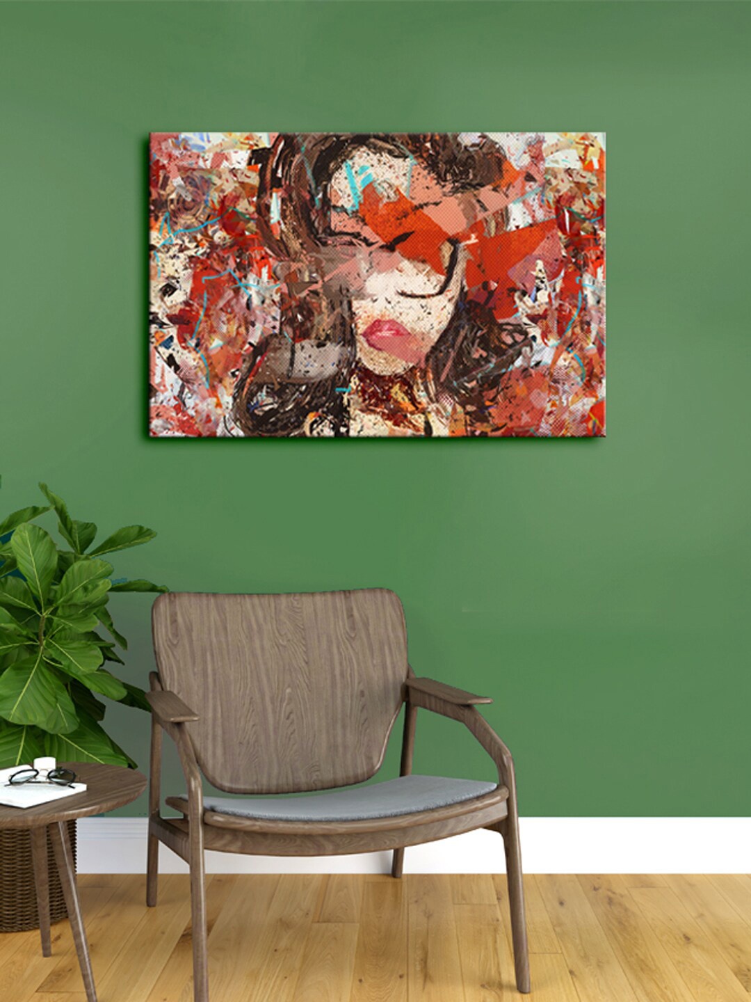 

999Store Brown & Orange Abstract Lady Canvas Framed Wall Art