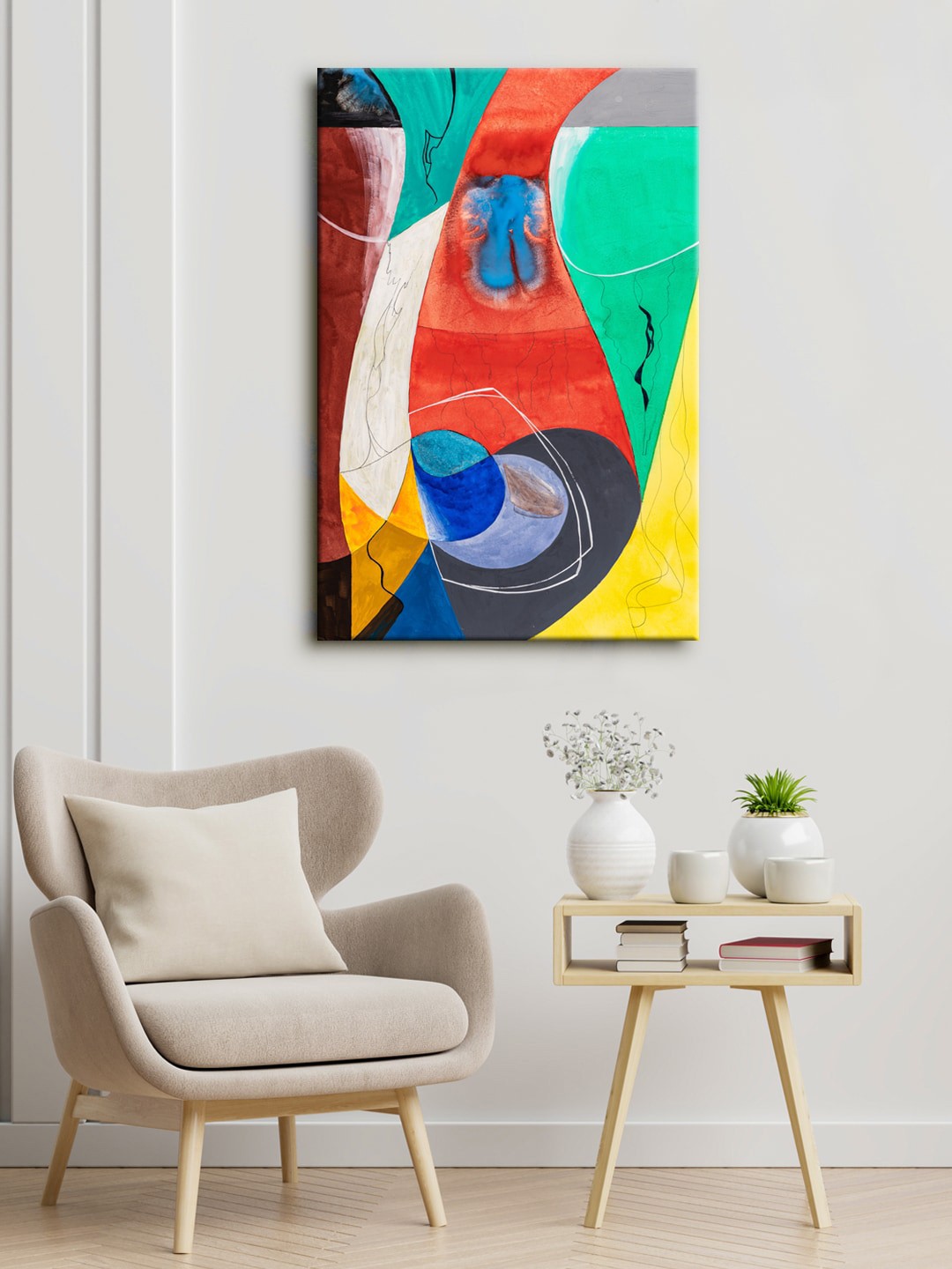 

999Store Red & Sea Green Mordan Art Abstract Wall Canvas Painting