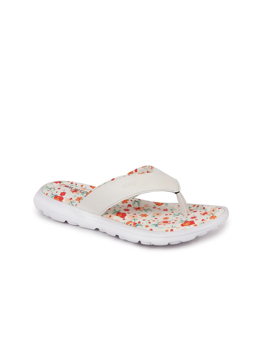 

FAUSTO Women White & Red Printed Thong Flip-Flops