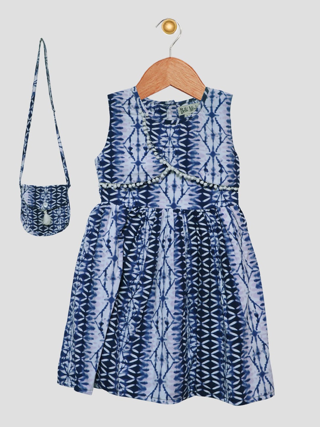 

Bella Moda Blue Round Neck Fit & Flair, Sleeveless - Dress