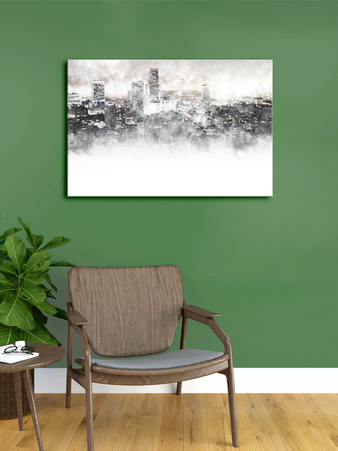 999Store Grey & White Abstract Building Framed Canvas Painting Wall Art