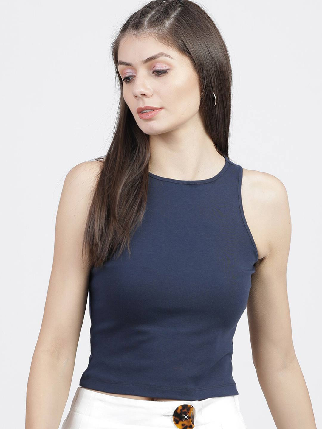 

Tokyo Talkies Women Navy Blue T-shirt