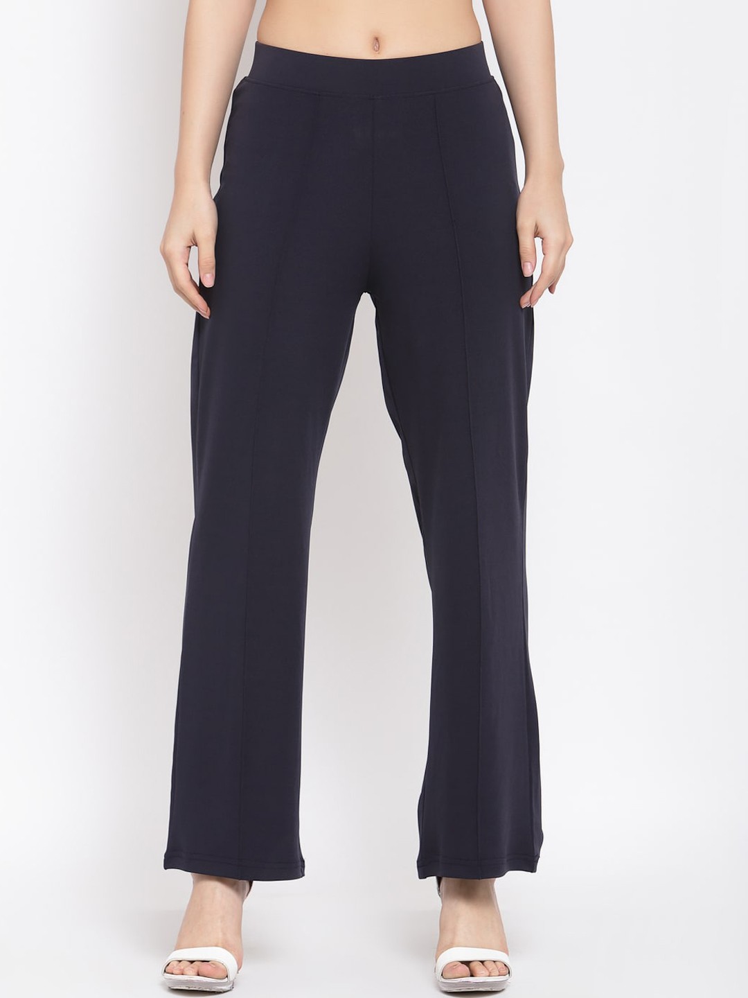 

Kotty Women Black Flared High-Rise Bootcut Trousers