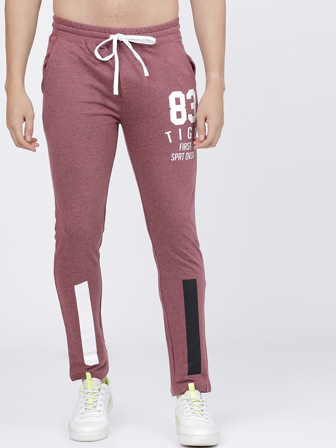 

The Indian Garage Co Men Burgundy & Black Solid Slim-Fit Track Pants