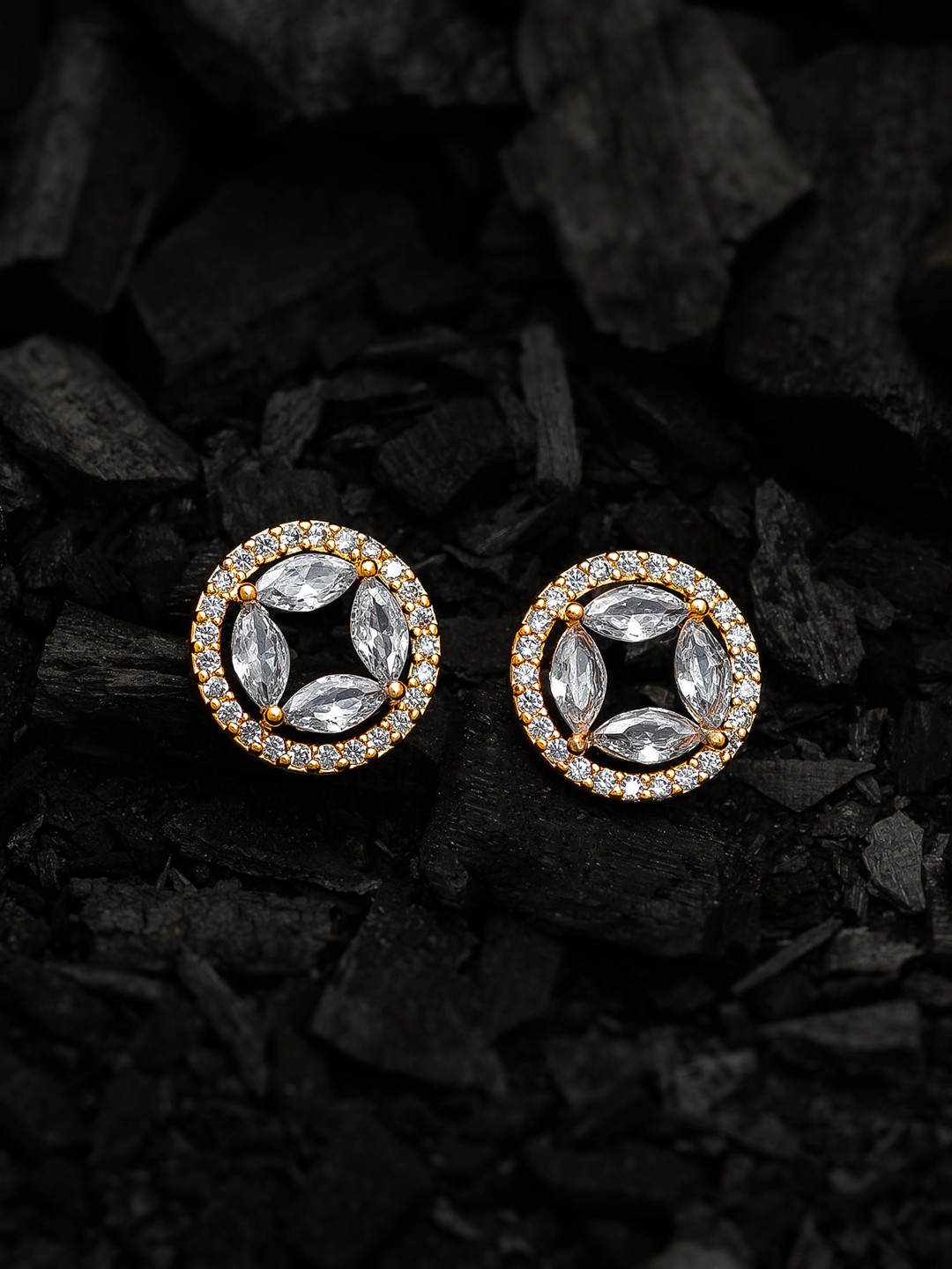 

aadita Gold Contemporary Studs Earrings