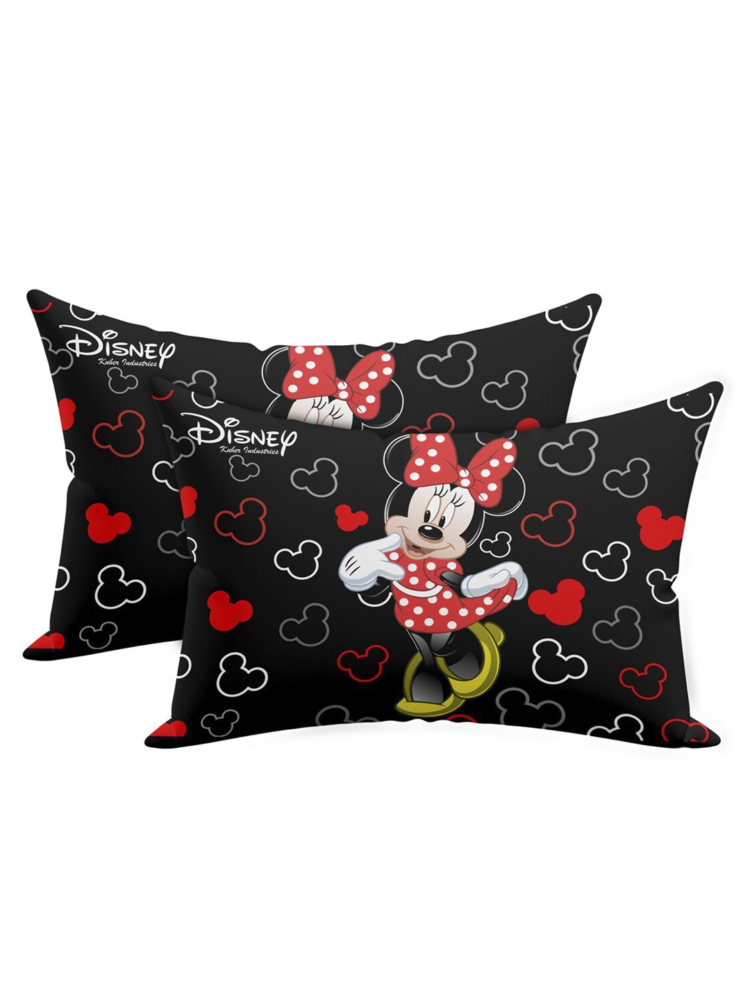 

Kuber Industries Unisex Kids Set Of 2 Black & Red Disney Printed Comfort Microfibre Pillows