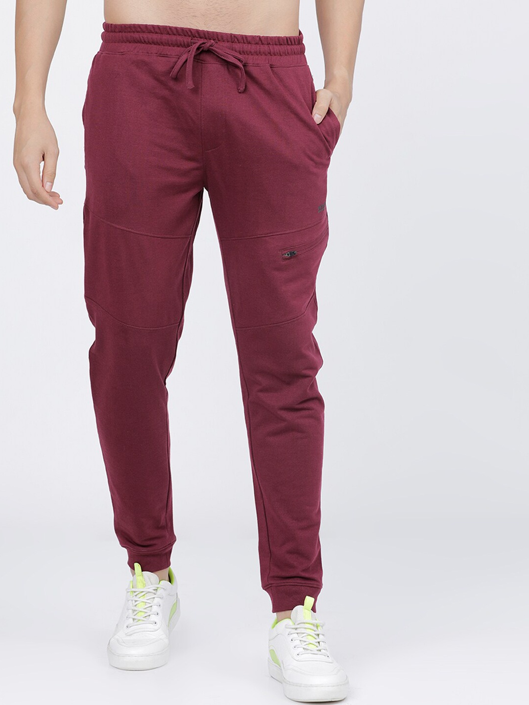 The Indian Garage Co Men Burgundy Solid Slim-Fit Joggers