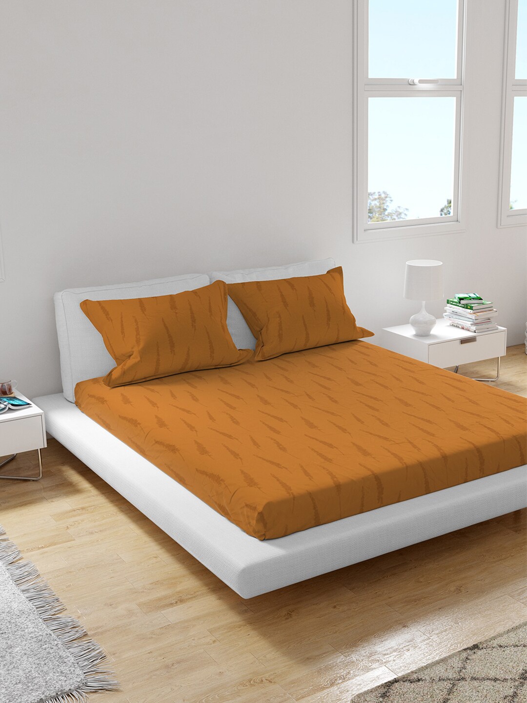 

Himeya Brown Conversational 300 TC King Sustainable Bedsheet with 2 Pillow Covers