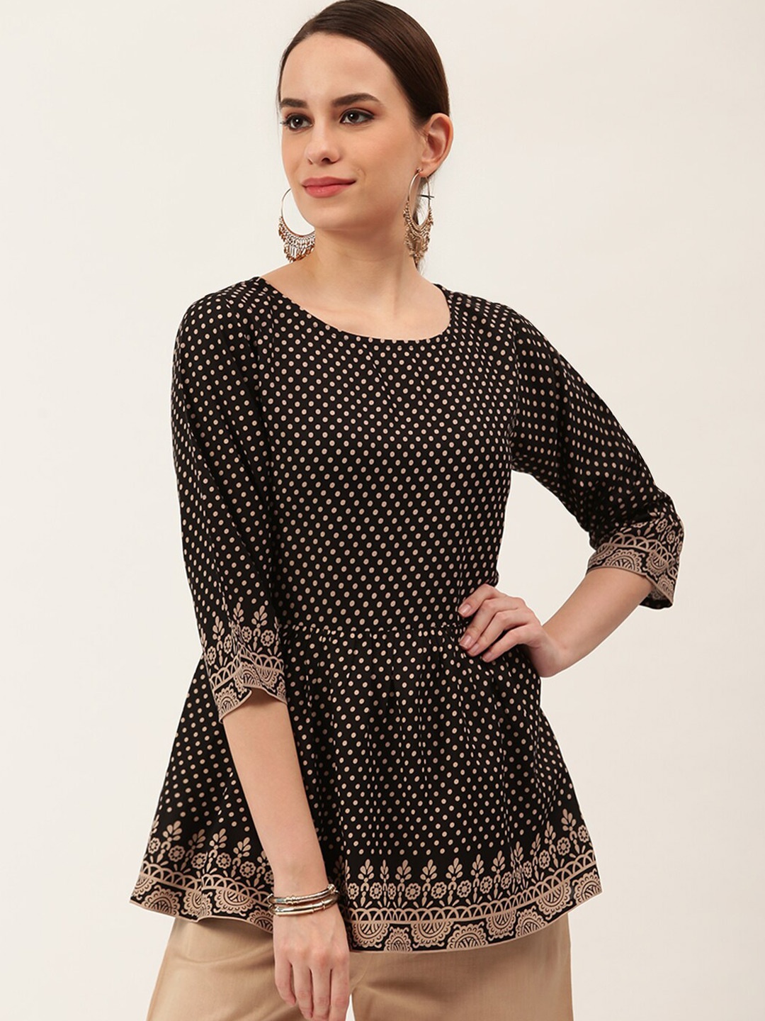 

Rustorange Black Peplum Top