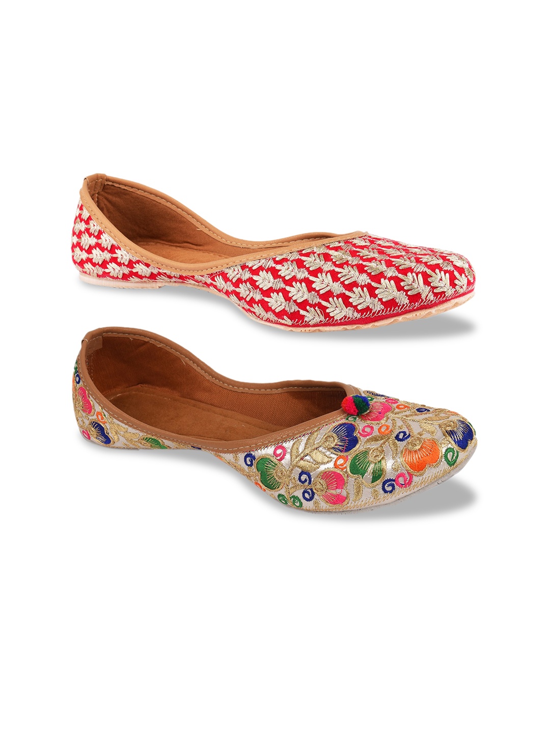 

DESI COLOUR Women Pack of 2 Mojaris, Multi