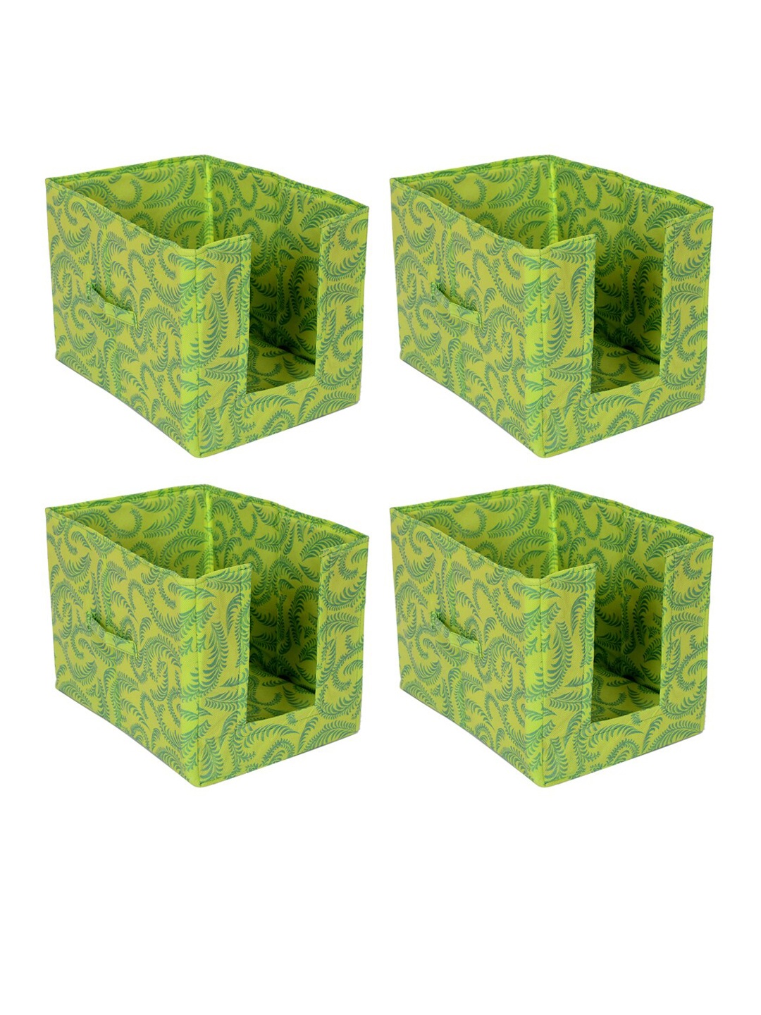 

Kuber Industries Set Of 4 Green Flower Printed Foldable Saree Stacker With Handles