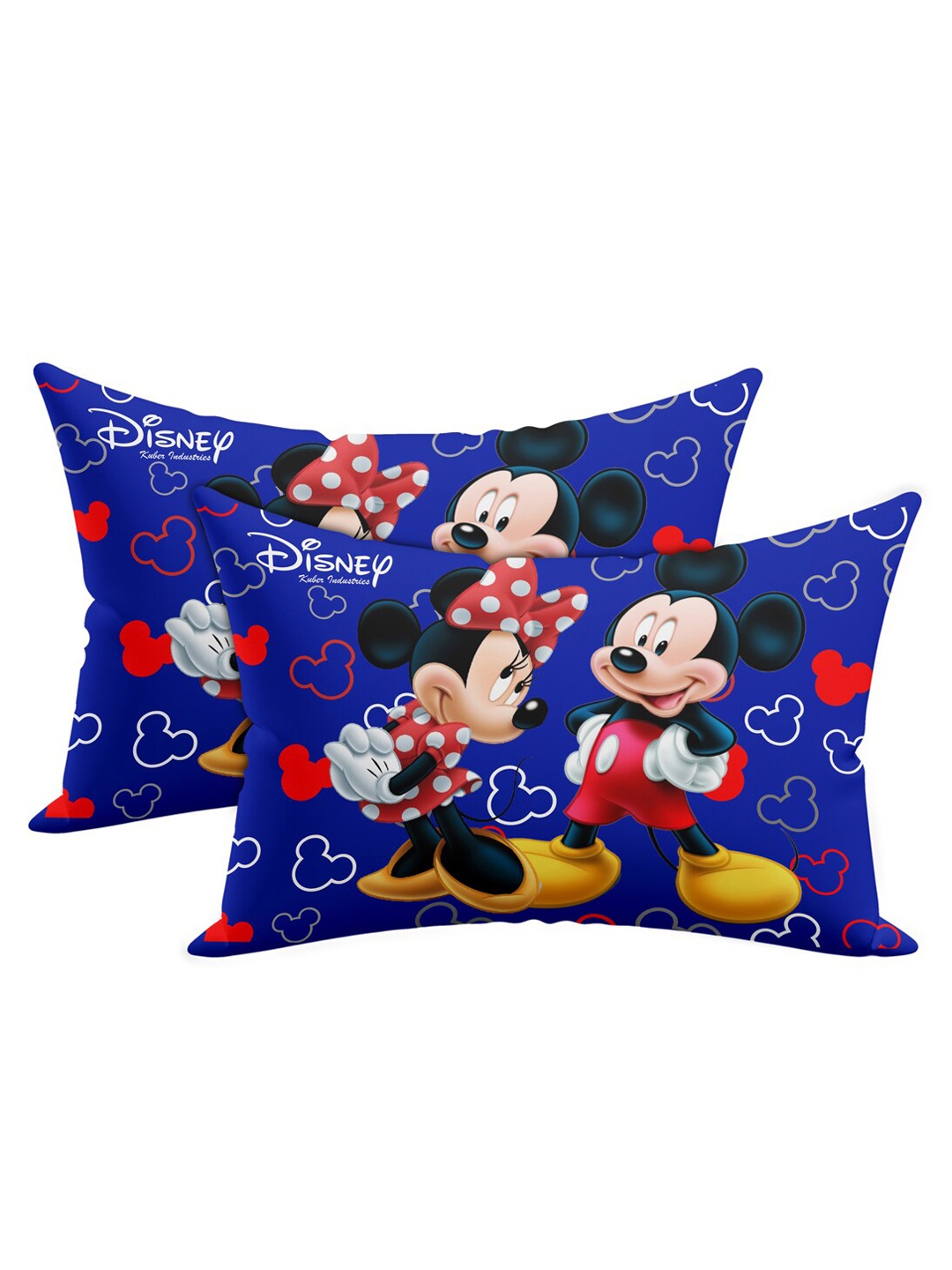 Kuber Industries Kids Set Of 2 Blue & Red Disney Printed Micro Fiber Filled Cotton Pillows