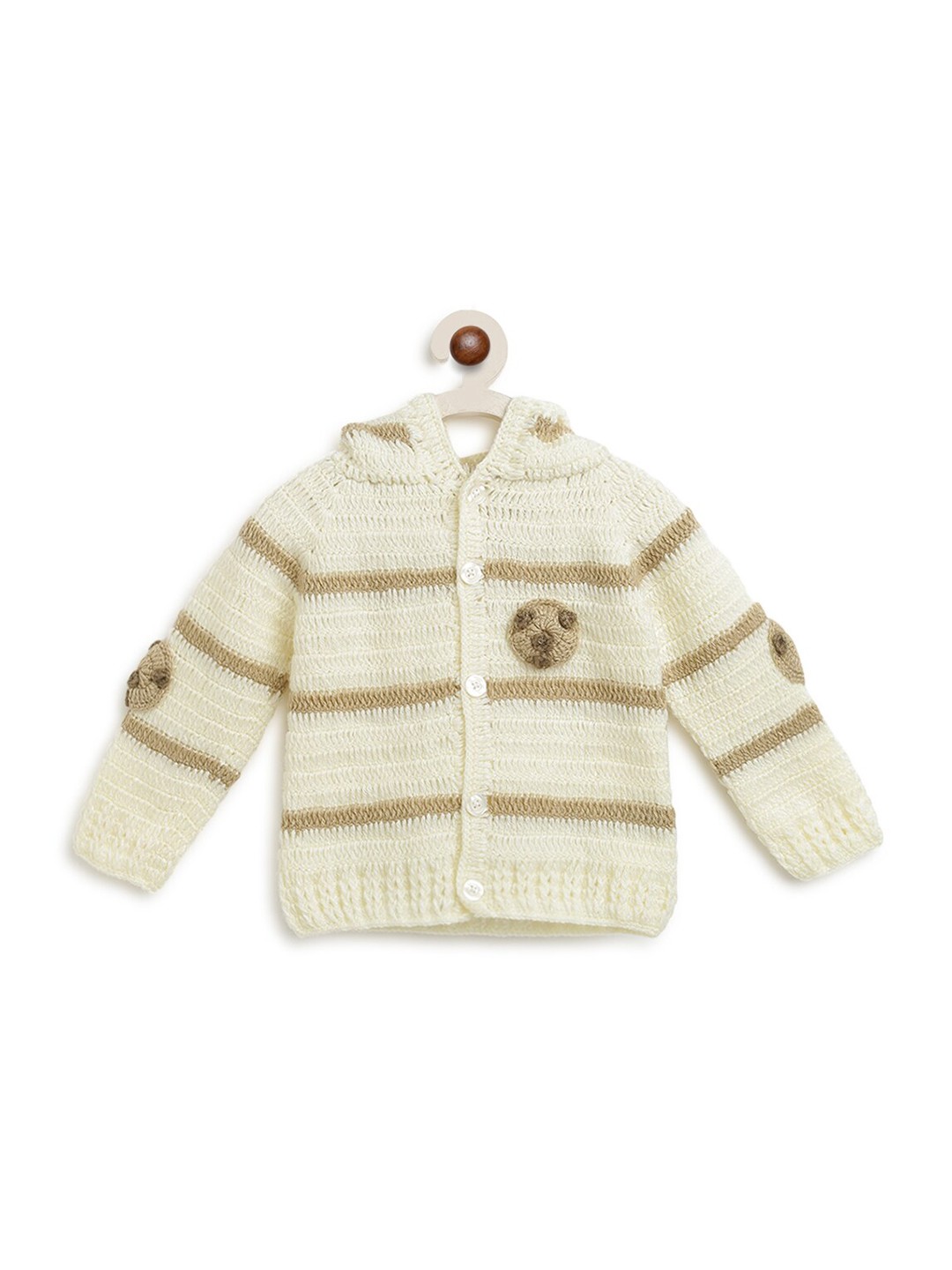 

CHUTPUT Unisex Kids Cream & Brown Cable Knit Cardigan