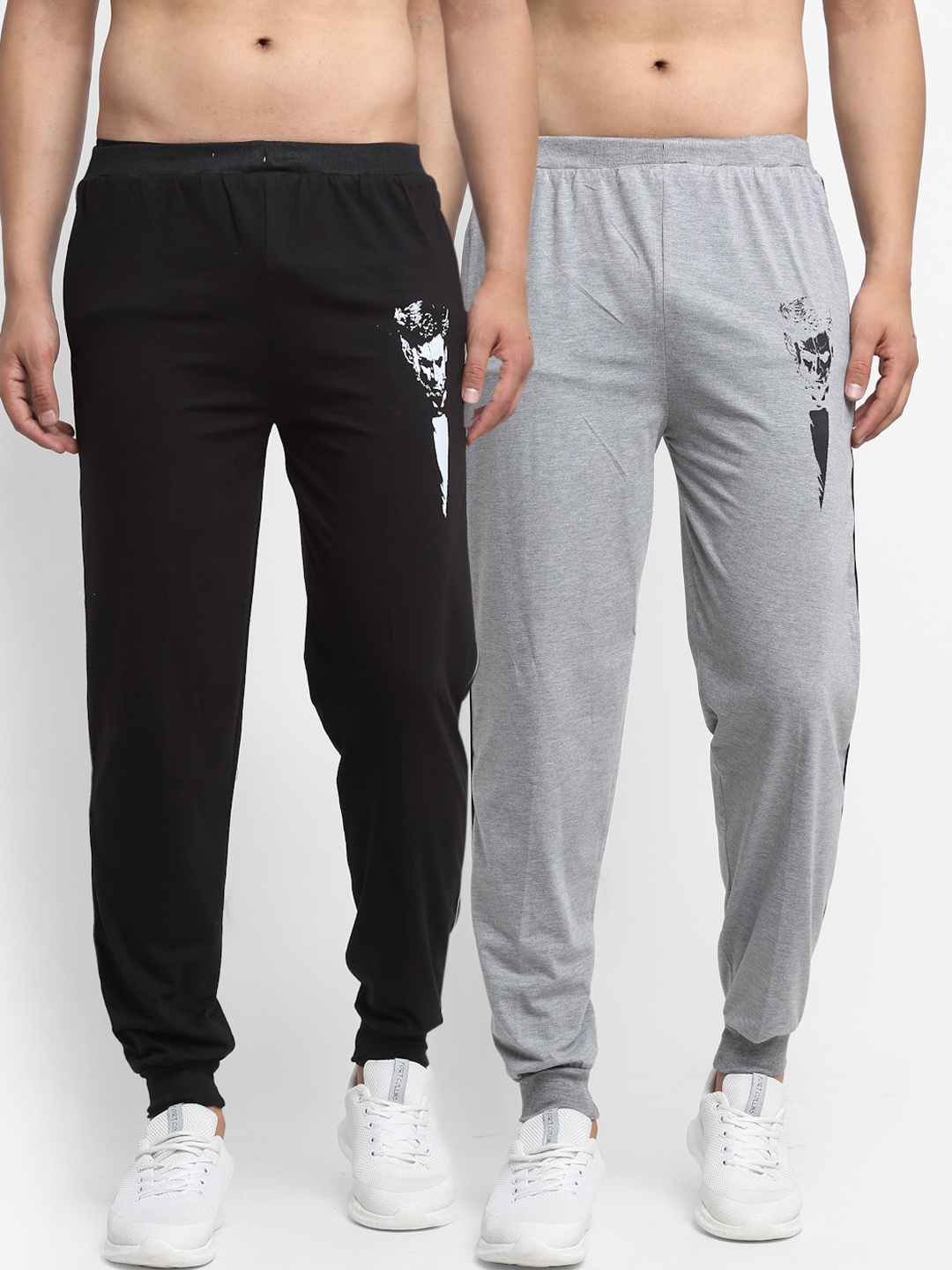 

VIMAL JONNEY Men Pack Of 2 Graphic Printed Cotton Joggers, Grey