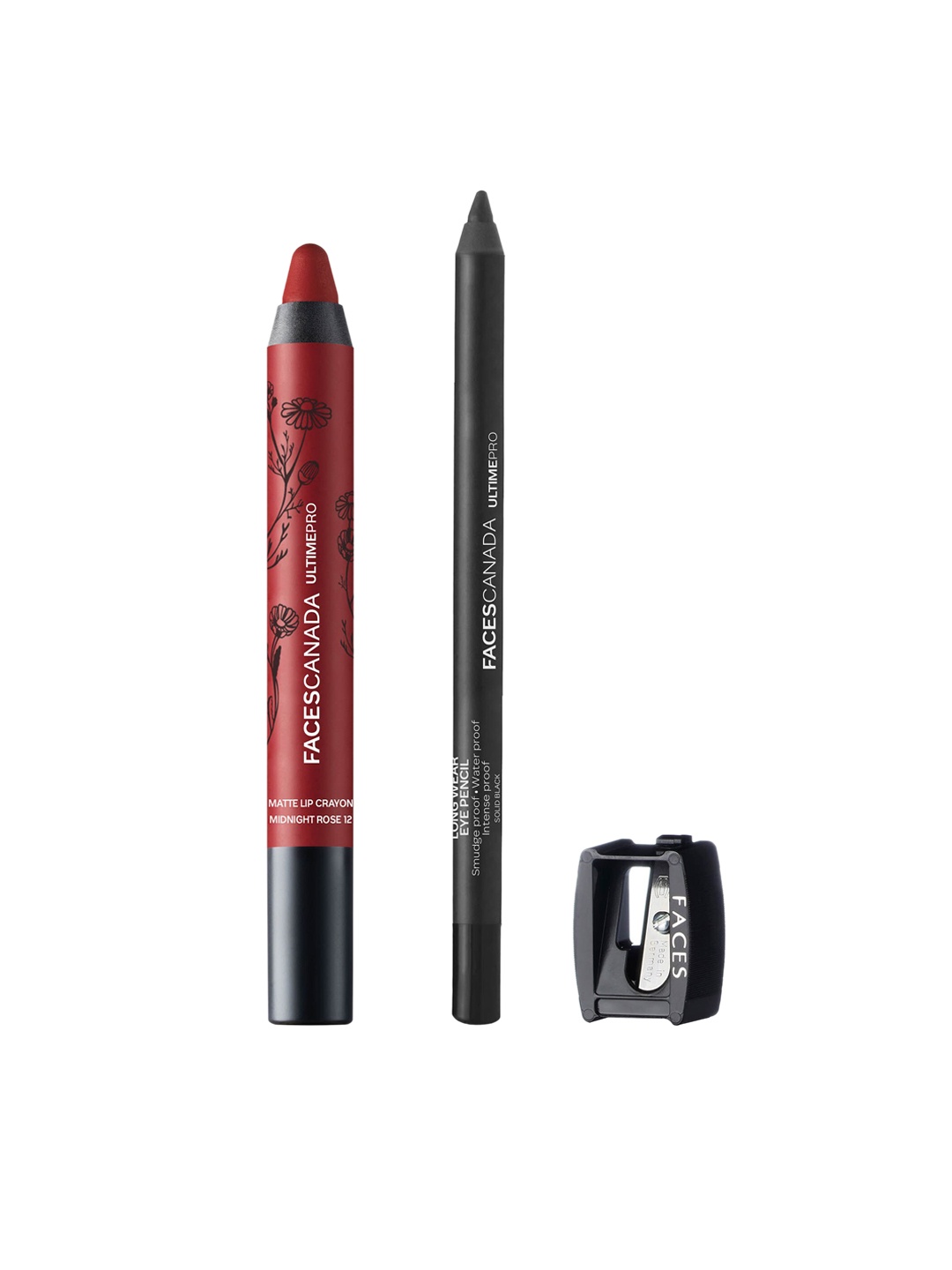 

FACES CANADA Set of 2 Lip Crayon Midnight Rose & Eye Pencil Solid Black, Multi