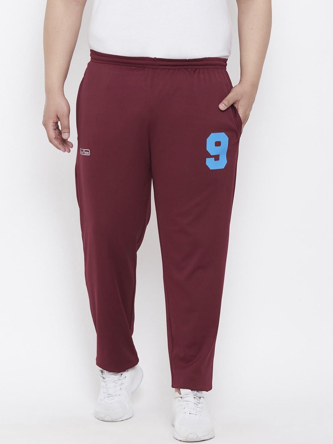 

bigbanana Plus Size Men Maroon Solid Straight-Fit Track Pants