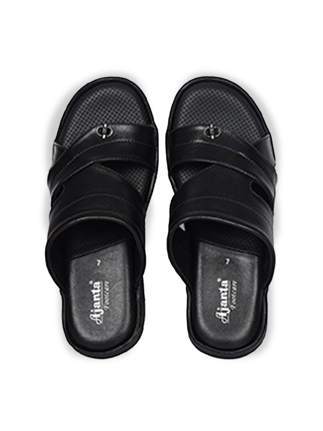 

Ajanta Men Black Leather Comfort Sandals