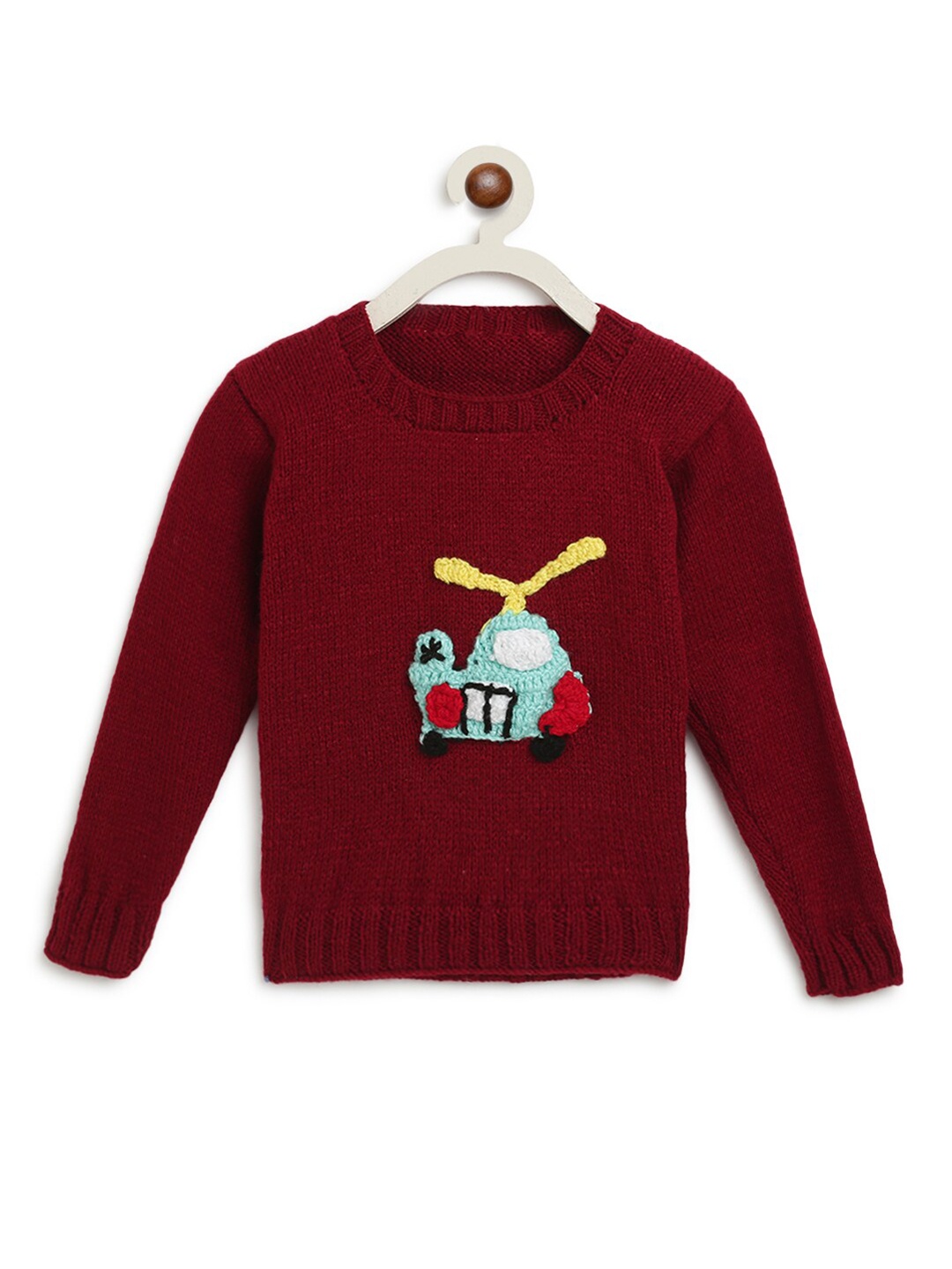 

CHUTPUT Unisex Kids Maroon & Yellow Embroidered Pullover