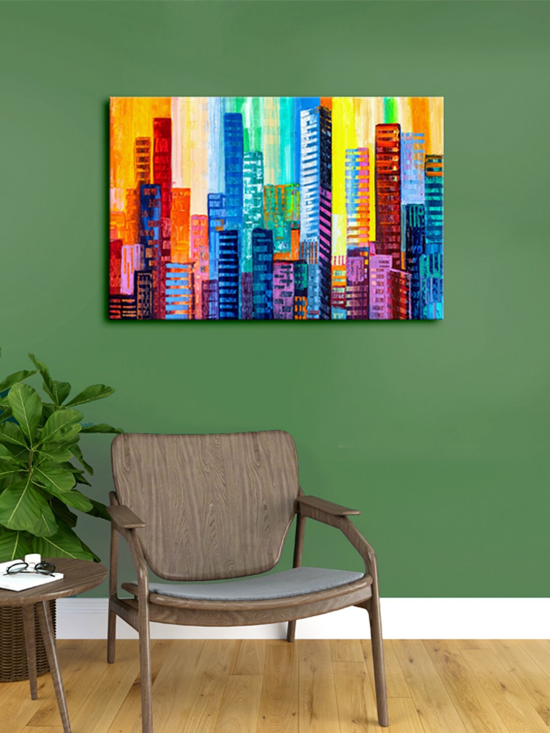 

999Store Blue & Red Beautiful Building Art Framed Canvas Painting Wall Art