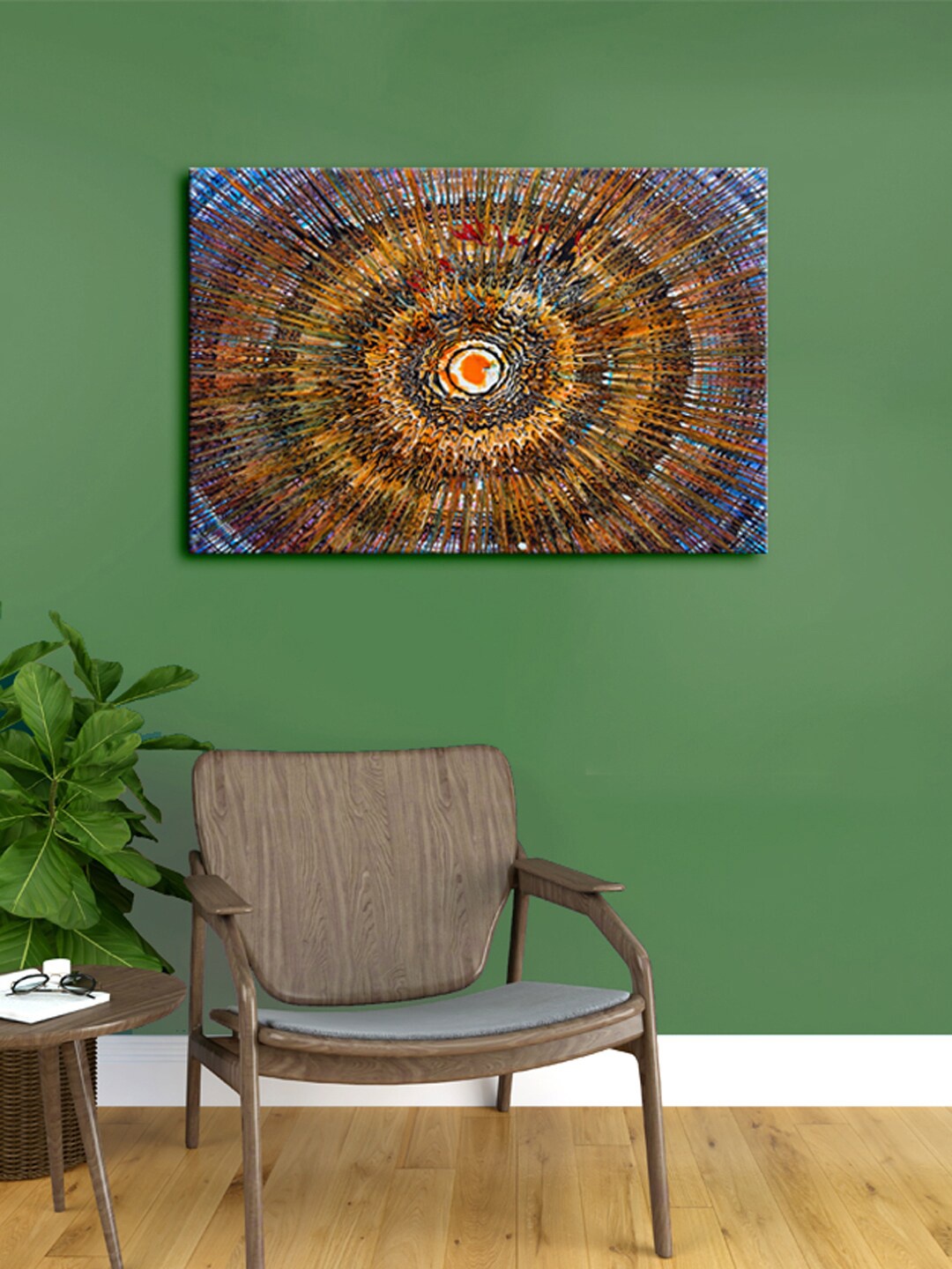 

999Store Brown & Blue Abstract Canvas Framed Wall Art