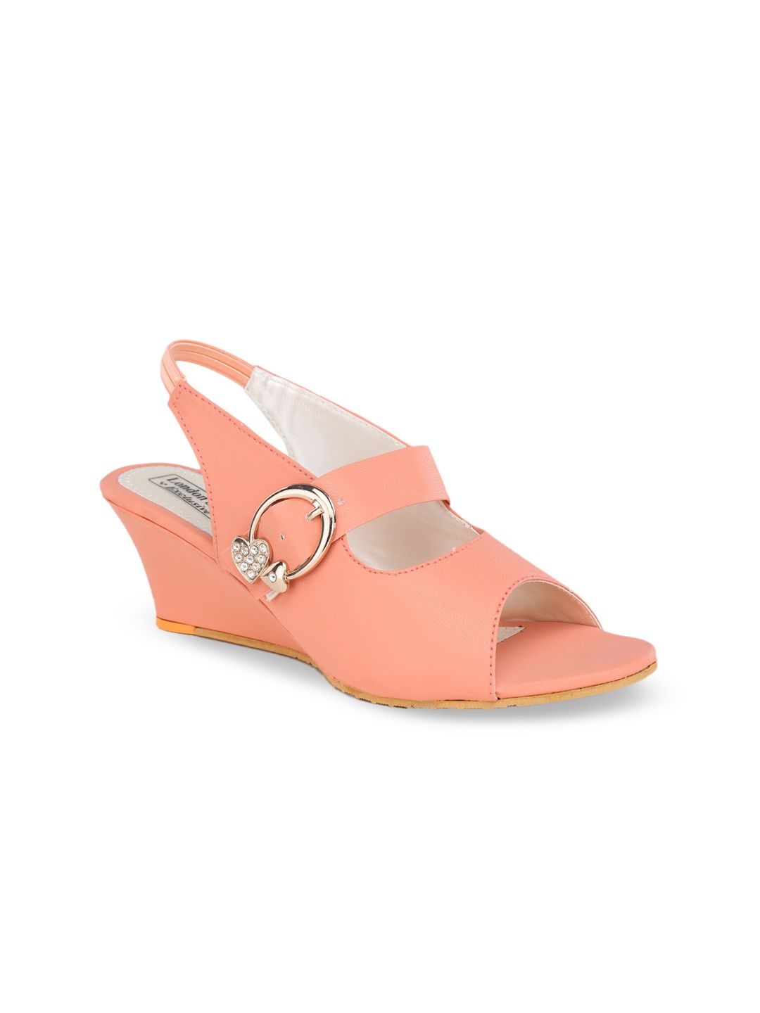 

London Steps Women Peach Solid Wedges