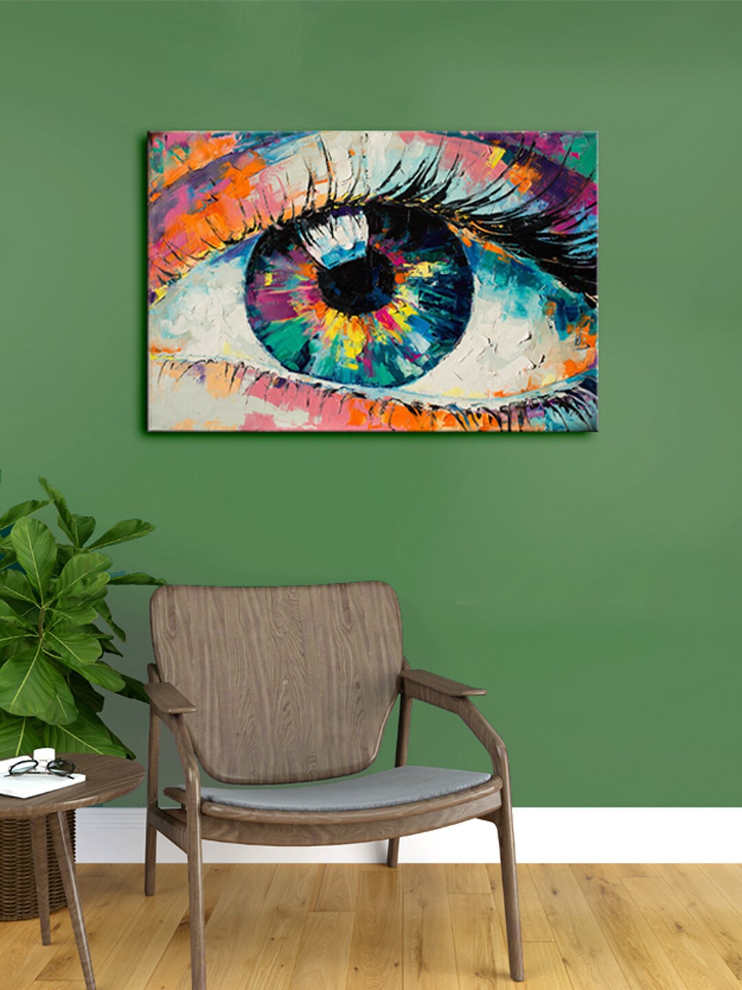 

999Store Orange & Black Beautiful Eyes Canvas Framed Wall Art