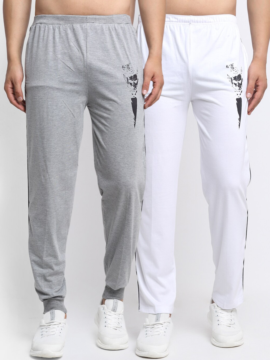 

VIMAL JONNEY Men Pack Of 2 Solid Cotton Track Pants, White