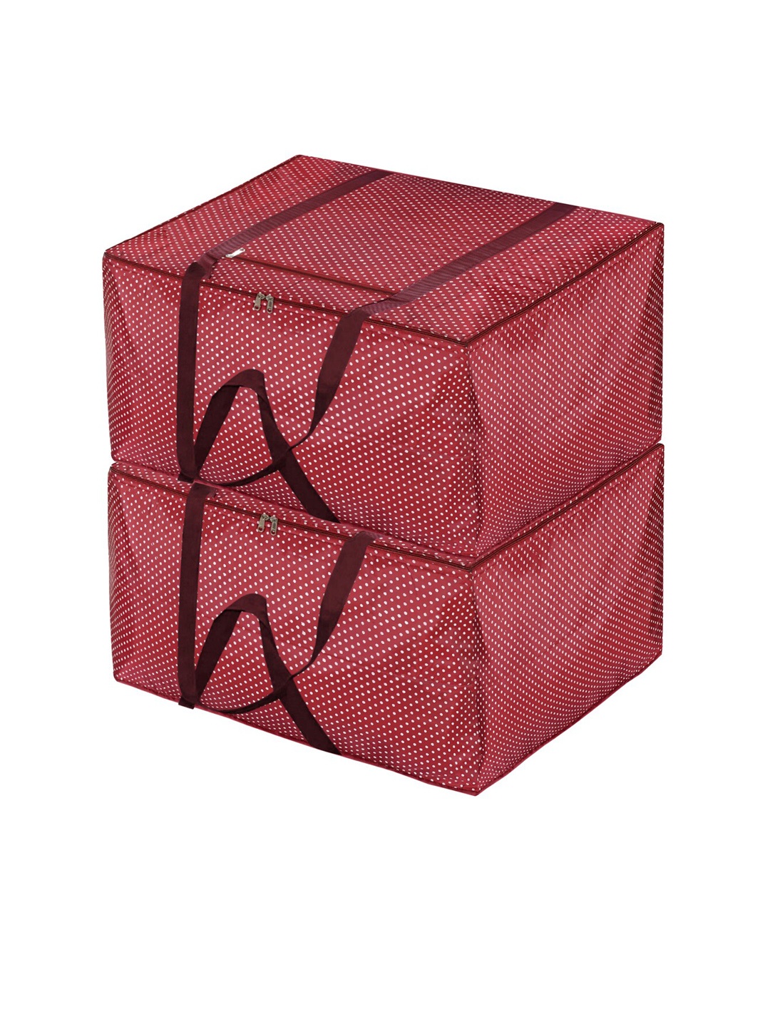 

Kuber Industries Set Of 2 Maroon Printed Large Size Foldable Storage Bag
