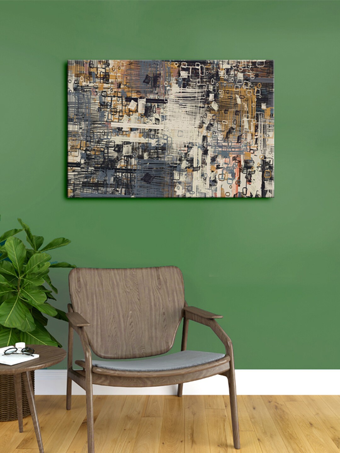 

999Store Brown & Grey Abstract Morden Art Canvas Framed Painting Wall Art