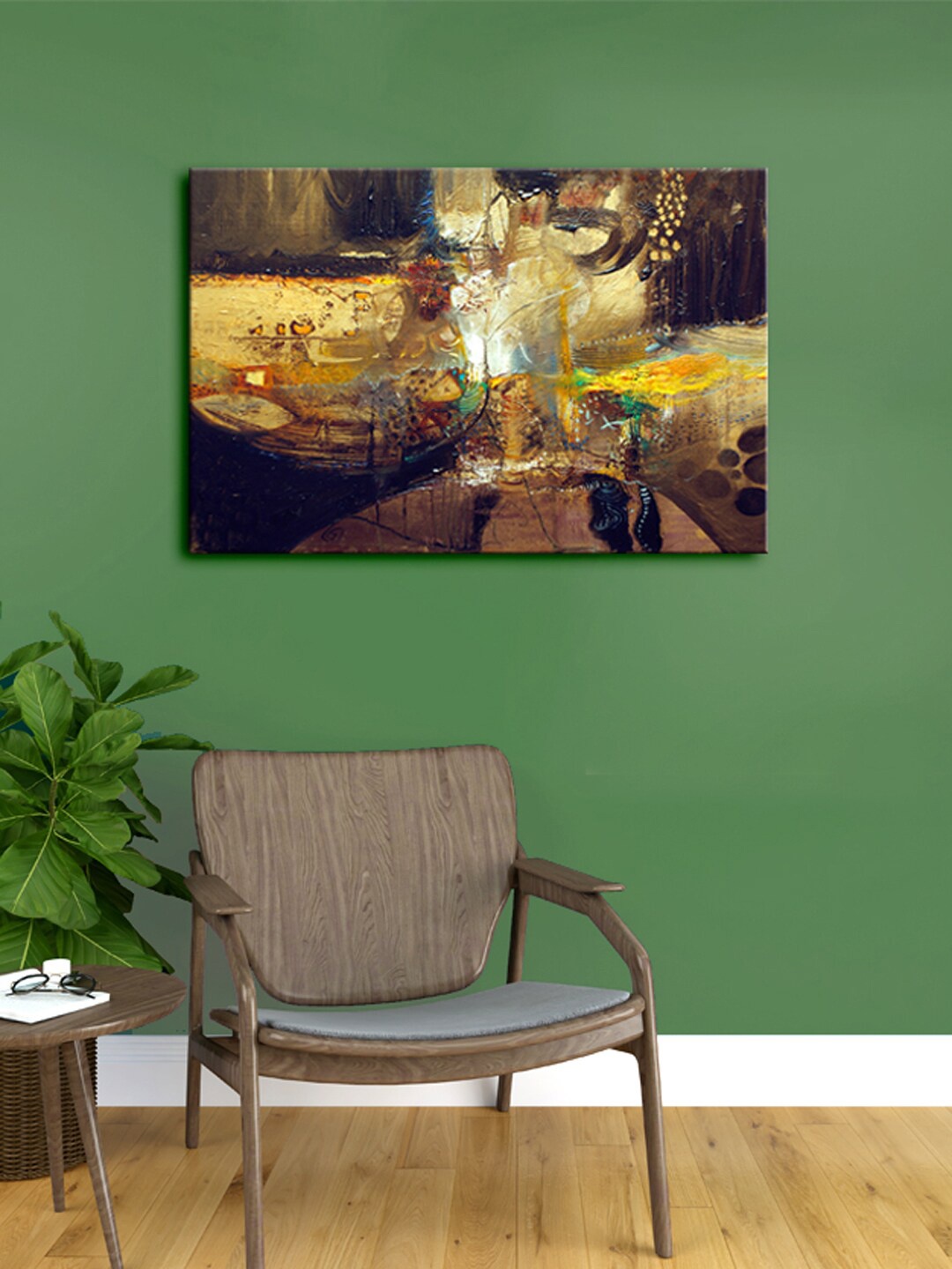 

999Store Brown & Orange Abstract Canvas Framed Wall Art