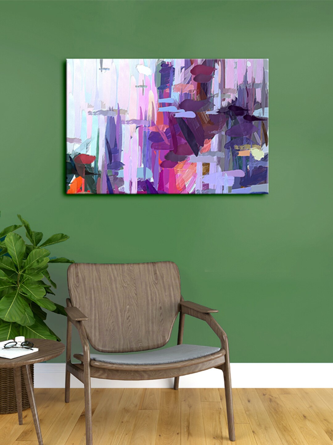 

999Store Purple & Pink Abstract Canvas Painting Framed Wall Art