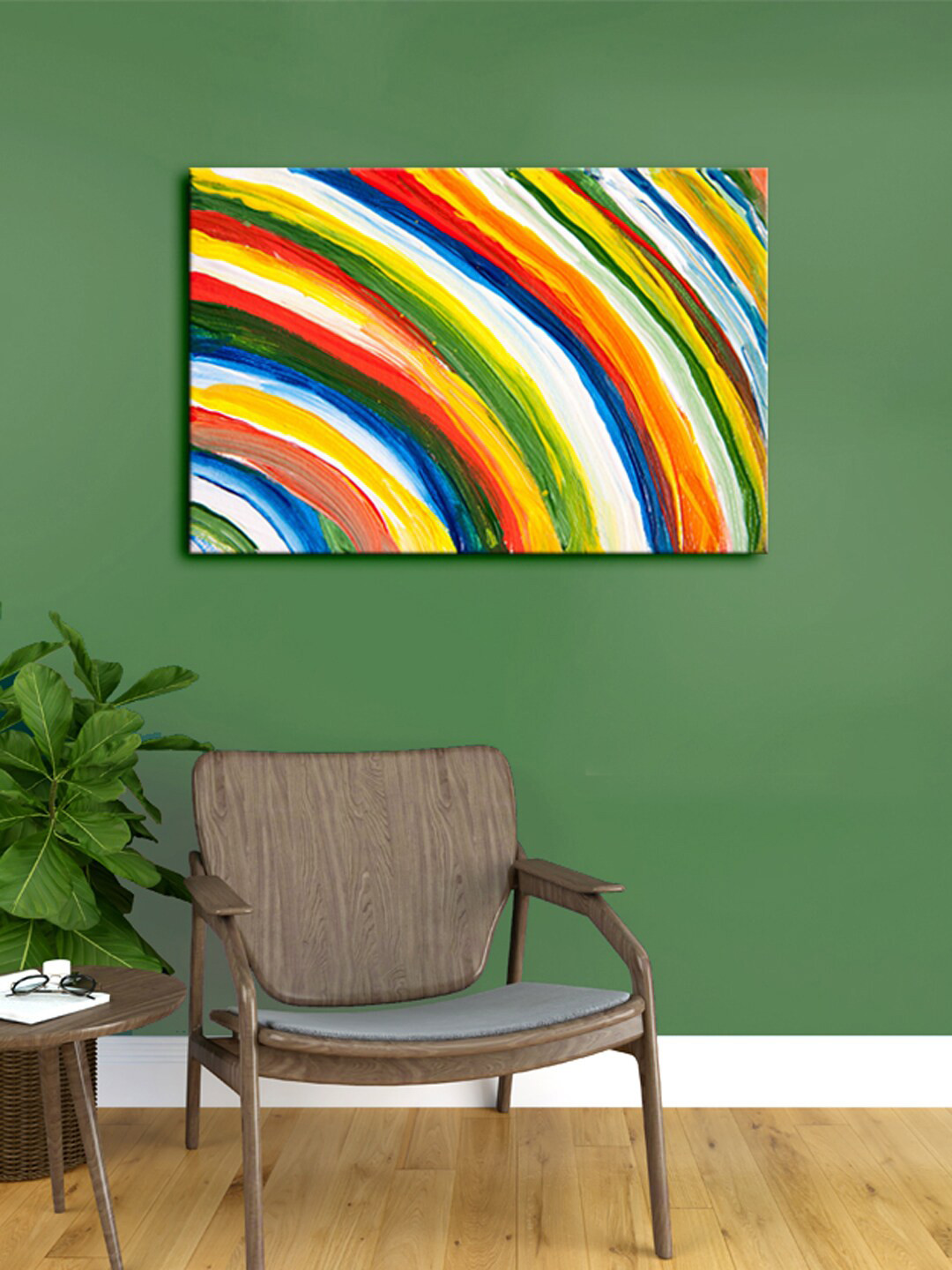 

999Store Orange & Blue Abstract Framed Canvas Painting Wall Art