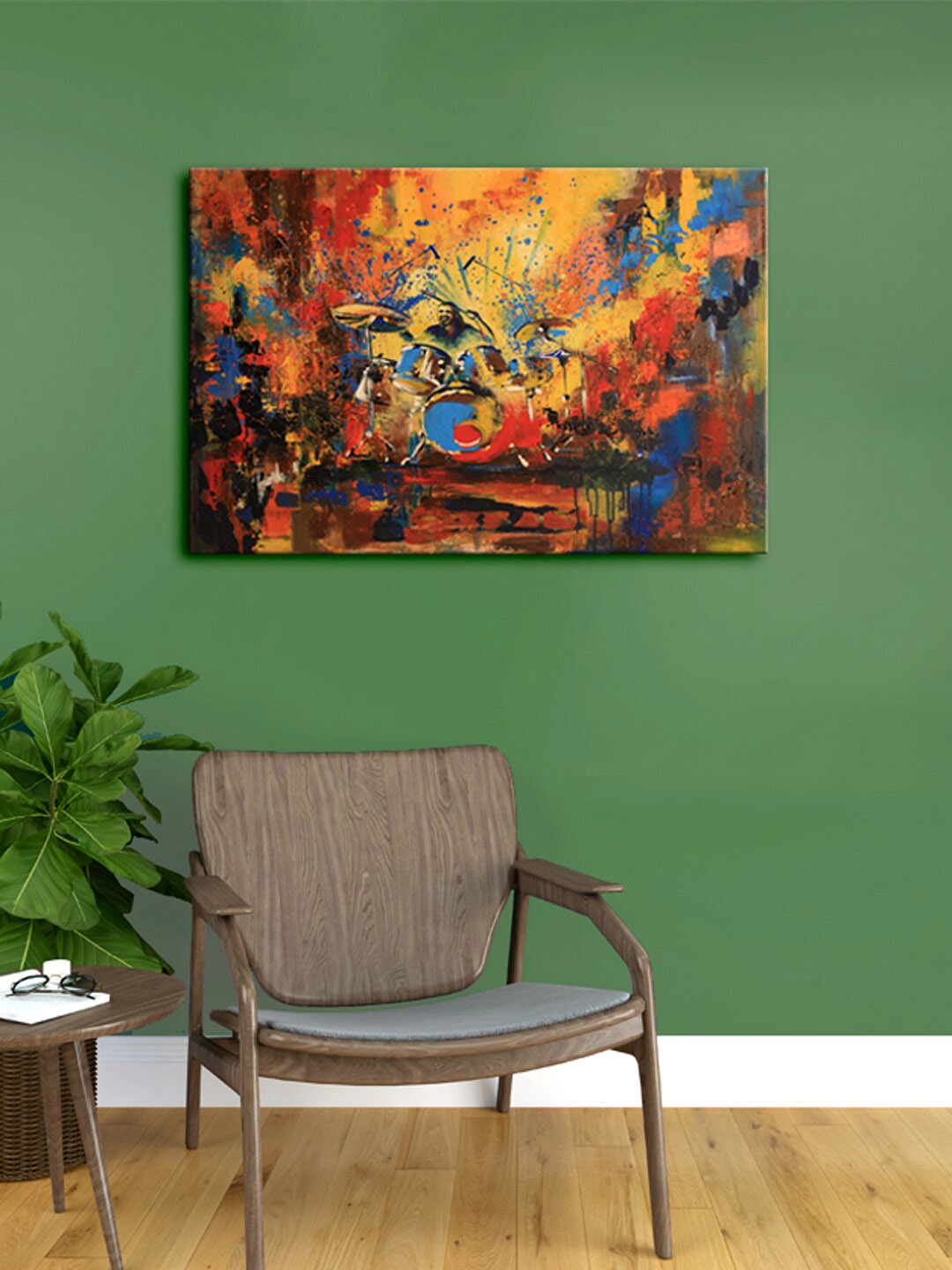 

999Store Brown & Orange Abstract Framed Canvas Painting Wall Art