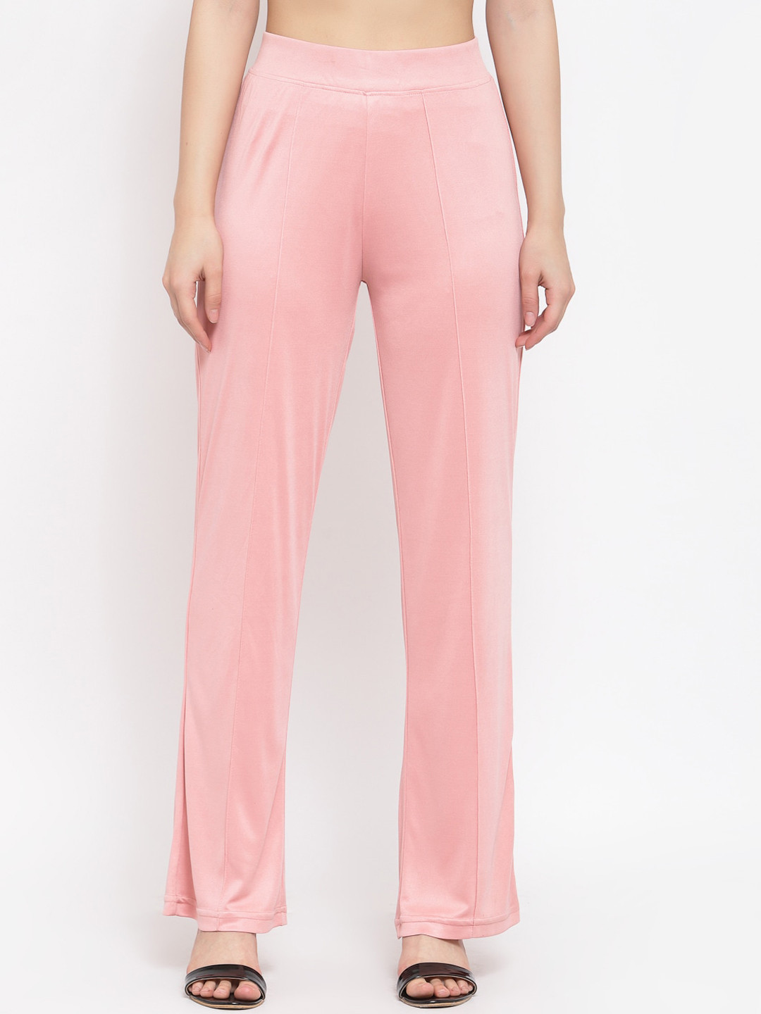 

Kotty Women Pink Flared High-Rise Bootcut Trousers