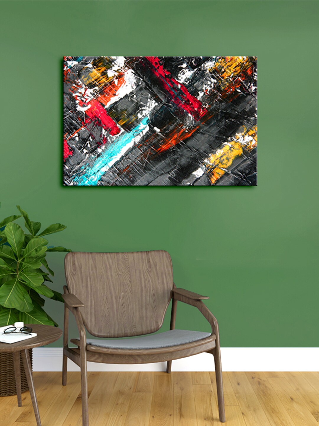 

999Store Grey & Red Abstract Canvas Framed Painting Wall Art
